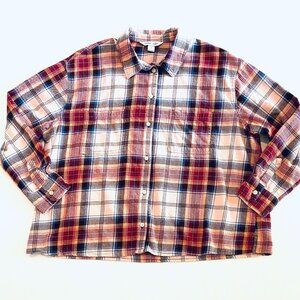 Old Navy pink plaid flannel shirt XL cozy